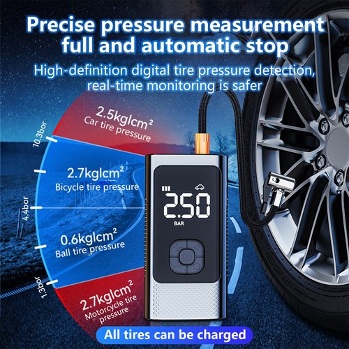 Cordless Air Pump Car Tires Cycle Air Pump Compressor Portable Inflatable Pump - Picture 4 of 12