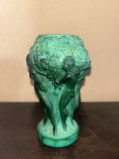 Art Déco Malachitglas Vase "Tanzende Nymphen" – Curt Schlevogt – Böhmen