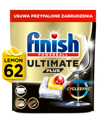 Finish Powerball Ultimate Plus Geschirrspülkapseln Zitronenduft, 62 Stück