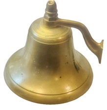 Vintage Solid Brass Ship Bell 8&rdquo; Nautical Wall Mount Dinner Bell