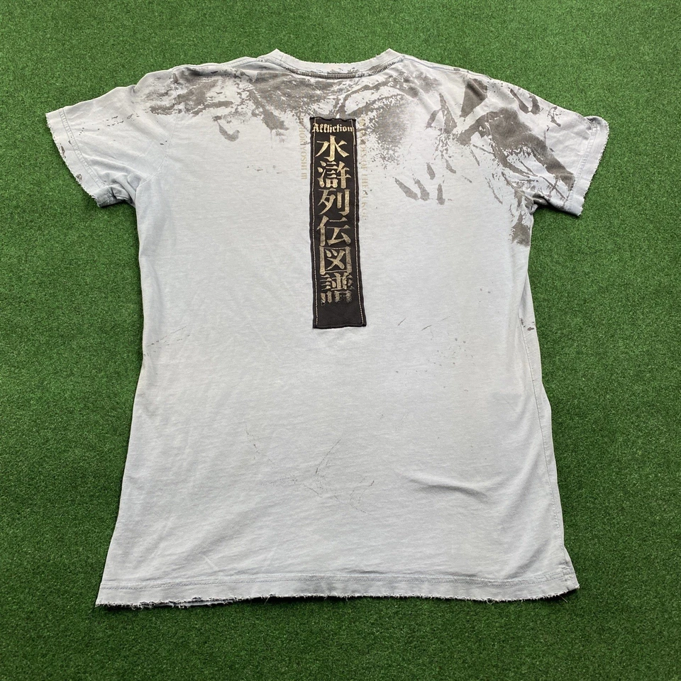Camiseta masculina vintage Affliction azul L Y2K Fedor Emelianenko emo punk gótica EUA - Imagem 3 de 4