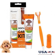 Dog Cat Toothpaste Kit Fresh Breath Safe Pets Plaque Control Low Foaming New