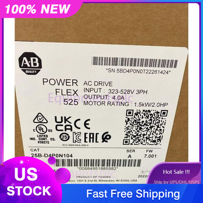 New Sealed Allen Bradley 25B-D4P0N104 /A Powerflex 525 AC Drive 2HP 25BD4P0N104