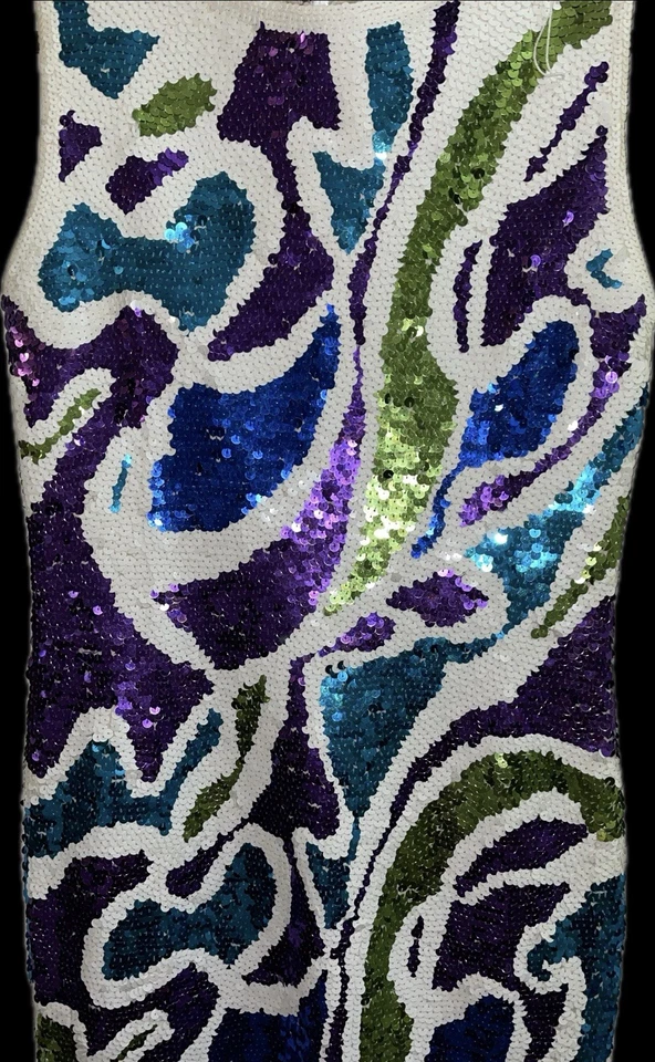 Vestido Adrienne Vittadini Para Mujer Años 80-90 Multicolor Lentejuelas Noche Talla 2 Foto 3 de 4