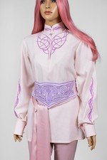 Fairy Elven Costume Set   Pink Embroidered Tunic, Belt Size S