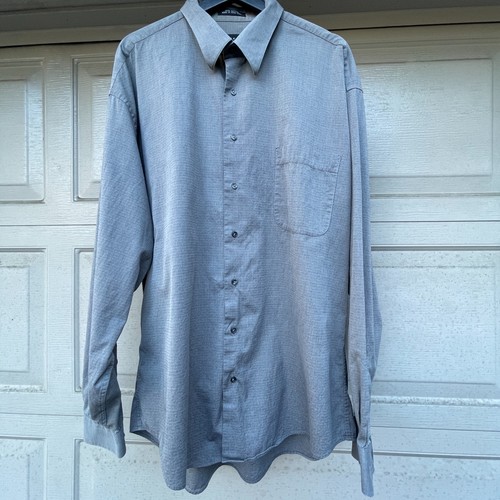 Baracuta, Baracuta Men’s XXLT Button Down Shirt Grey Cotton Textured Vintage Big & Tall