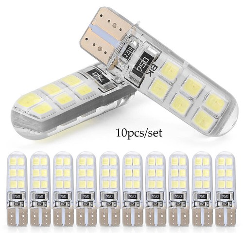 T10 W5W 12SMD 2835 LED Canbus Error Free Light Bulb Xenon 6000K White 10pcs 1Set - Foto 1 di 7
