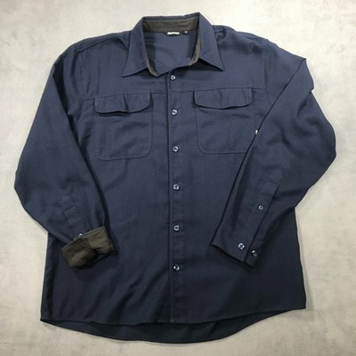 Rohan Shirt Men's Large Navy Blue Long Sleeve Polyester Thermocore Button Up