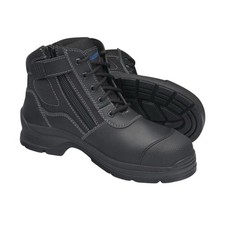 Blundstone 319 Unisex Mid Height Zip-Sided Steel Toe Safety Boot - Black 12UK