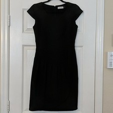 CALVIN KLEIN Dress Womens 4 Black Cap Sleeve Accordion Detail