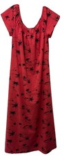 Vintage Hilo Hattie Muumuu Dress Medium Red Hawaii Map Palm Tree Made Hawaii