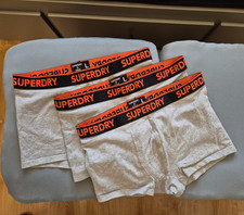 Superdry Grey Orange Triple Pack Classic Organic Men's Boxer Trunks LARGE