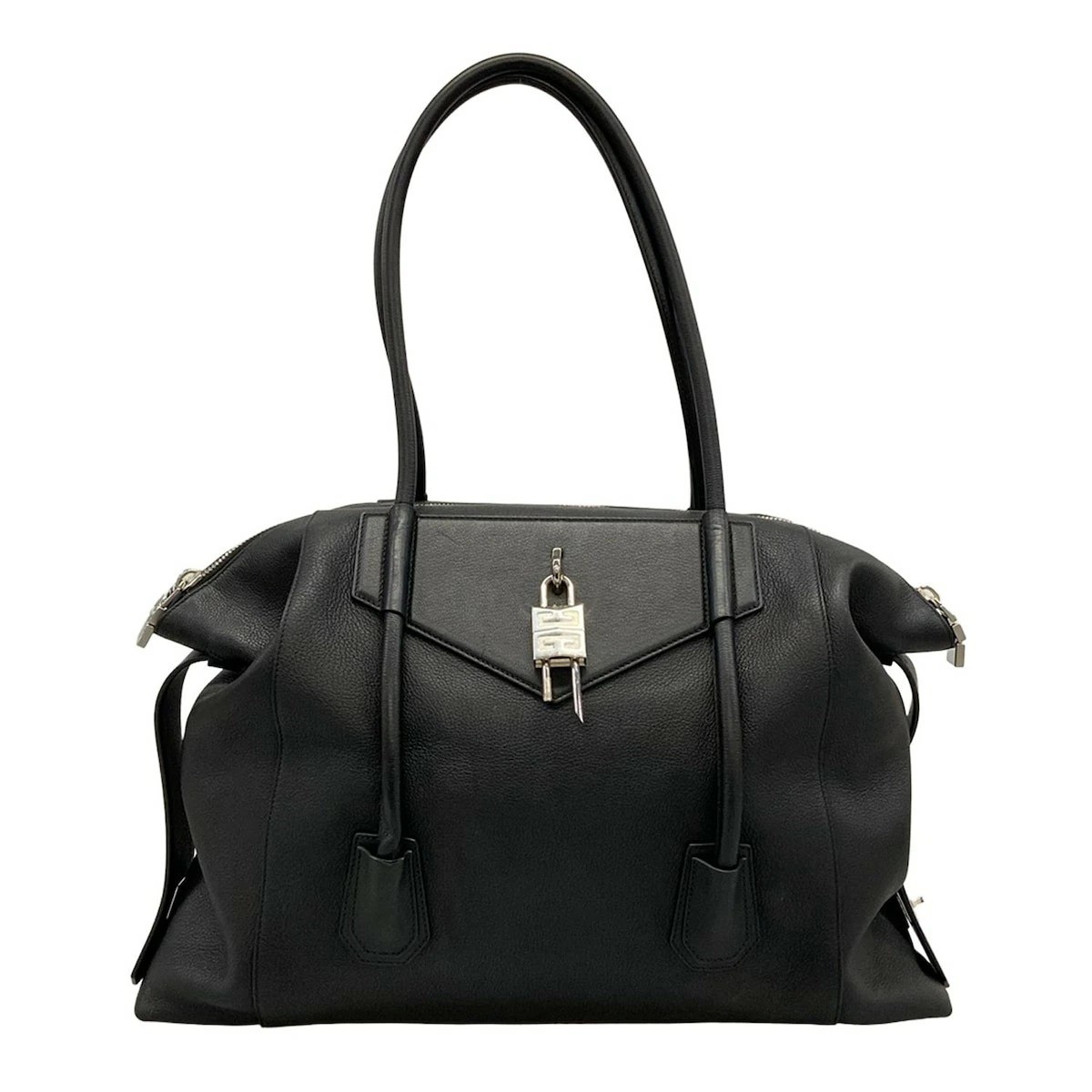 Givenchy Antigona Soft Rock Black Leather Shoulder Bag Auth Italy Vintage