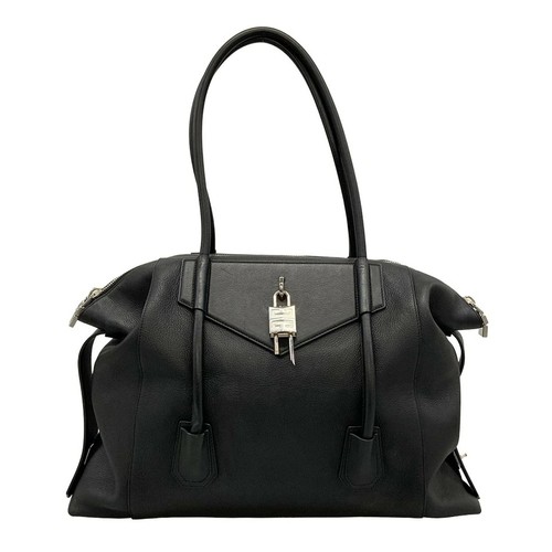 Givenchy Antigona Soft Rock Black Leather Shoulder Bag Auth Italy Vintage