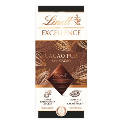 Lindt Excellence Cacao Pur Schokolade aus der Cacao Frucht 50g