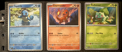 Pokemon 151 trio / Holo / Bulbasaur, Squirtle, Charmander