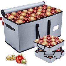 Christmas Ornament Storage Box, Ornament Storage Container with 8 Trays-Xmas ...