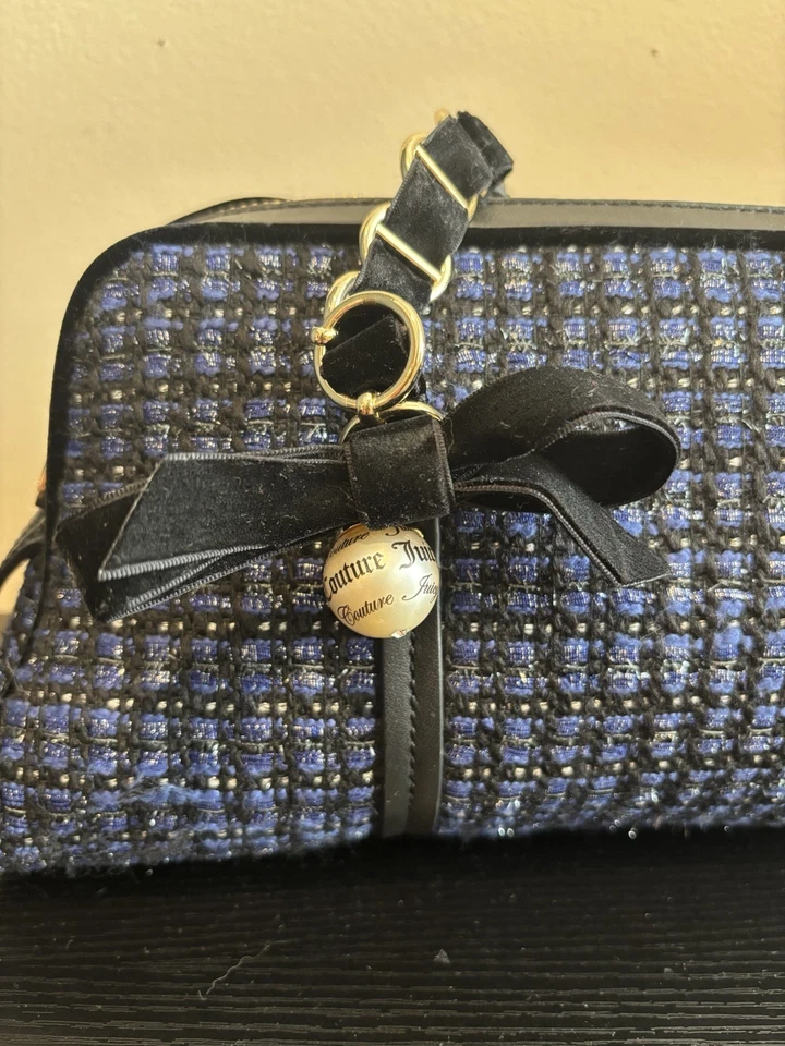 Juicy Couture винтажный гламурный Твид мини сумка сумочка синий и черный - Изображение 3 из 4