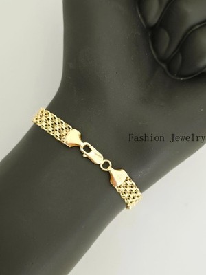 14K Yellow Gold Bismark Link Chain Bracelet 8mm 8''