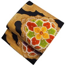 Authentic Japanese Silk Fukuro Obi Sash Belt Kimono Vintage Shōsōin Floral Used