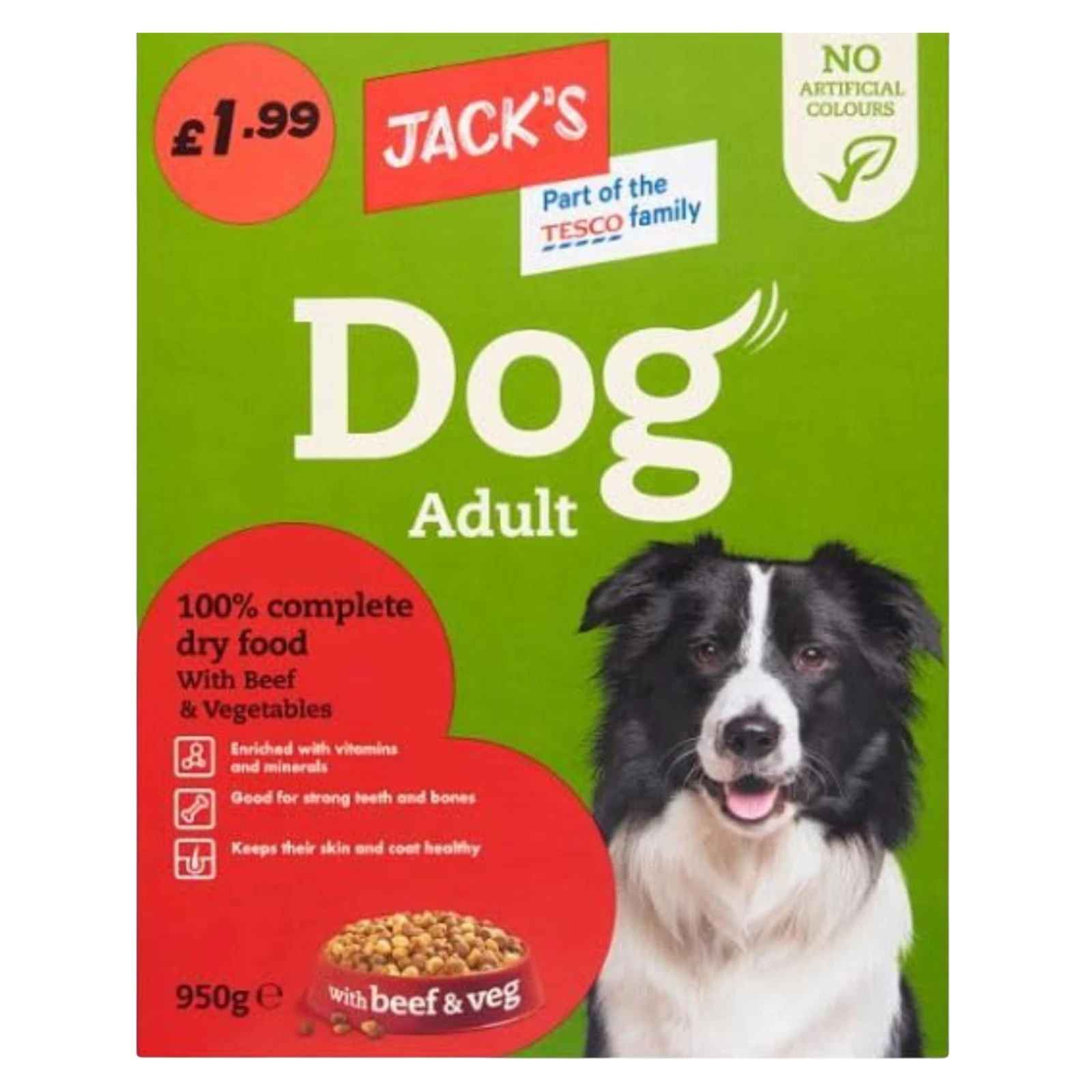 Jack's Adult Dog Dry Food Beef & Vegetables 950g Grain Free Formula