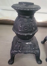 2 Vintage Black Cast Iron Pot Belly Stoves 8 Inches Salesmans Sample