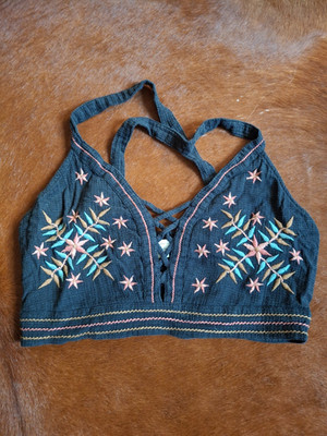 *American Eagle Outfitters*Hippietop*Bustier*Stickerei*Gr S-M*schwarz*Hippie*Goa