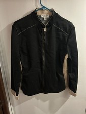 St. John Sport by Marie Gray Black Zip-front Jacket Women's