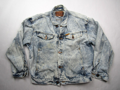 Vtg 80 s EDWIN Made In Japan Big Acid Stone Wash Denim Trucker Jacket M Oversize