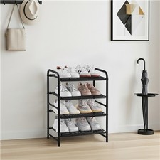 4-Tier Expandable Iron Mesh Wire Shoe Rack, Ventilated Organizer for Entryway