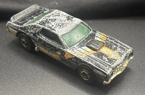 1974 Hot Wheels Black Ford Gran Torino Stocker Hong Kong Chrome Base