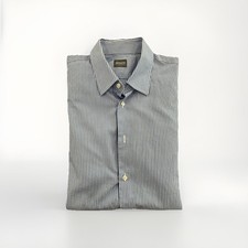 ARMANI COLLEZIONI MENS BLUE STRIPED DRESS SHIRT 16.5/42 100 COTTON READ