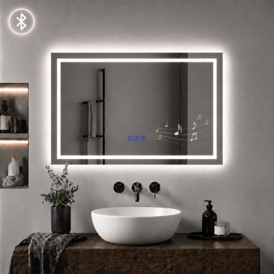 LED Badspiegel Bluetooth Demister 3 Colour Touch 700x500 800x600-1200x700