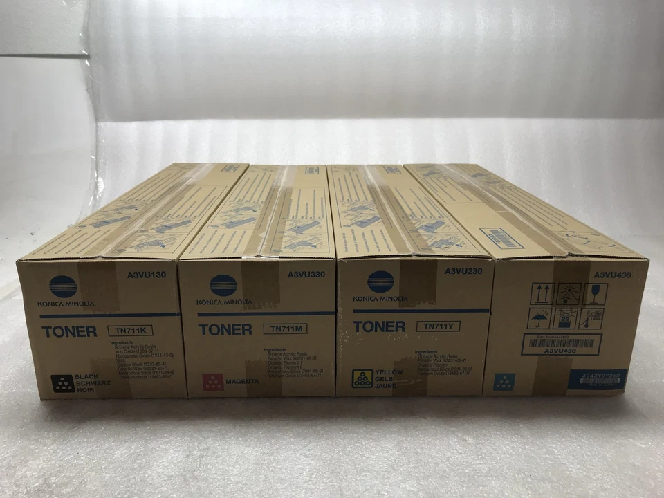 Nuevo juego de tóner color Konica Minolta TN711 Bizhub C654 negro cian magenta amarillo Foto 2 de 4