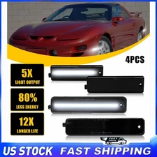 Front Rear Smoke White LED Side Marker Lights Set For 1998-2002 Pontiac Firebird
