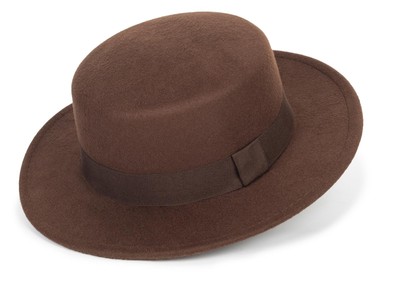 Pork-Pie-Fedora-Hat Wide Brim Felt Flat-Top-Boater Hat for  display picture 2