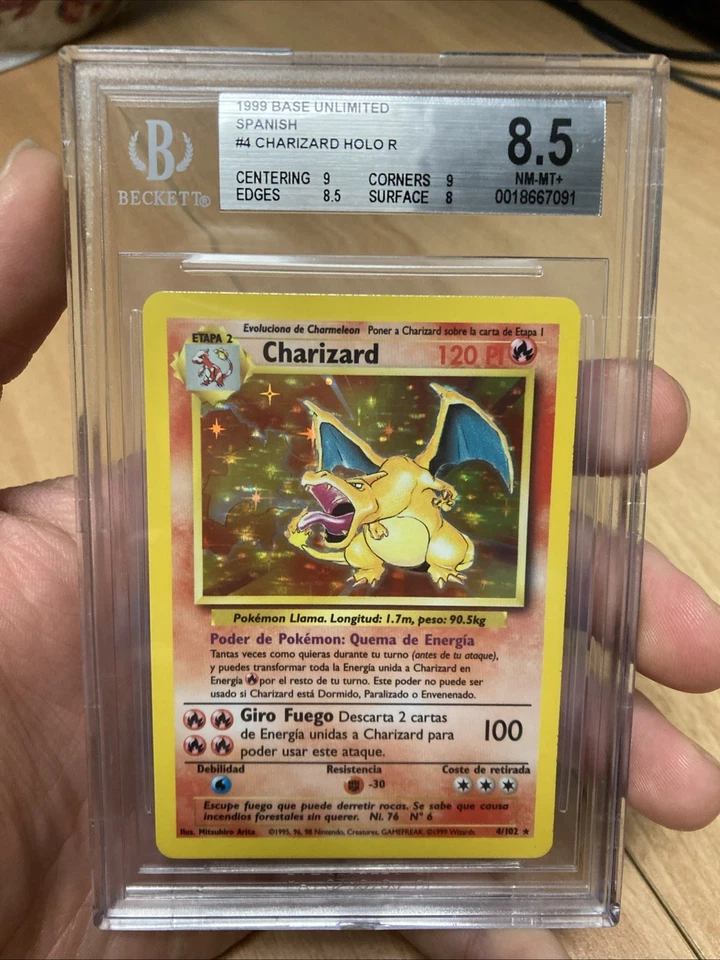 ~ESP~ SPANISH BGS 8.5 Charizard #4 Base Set Beckett Pokemon Card - Image 2 of 4