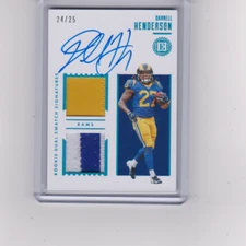 2019 Panini Encased Rookie Dual Swatch Auto Darrell Henderson Sapphire 25/25 SSP