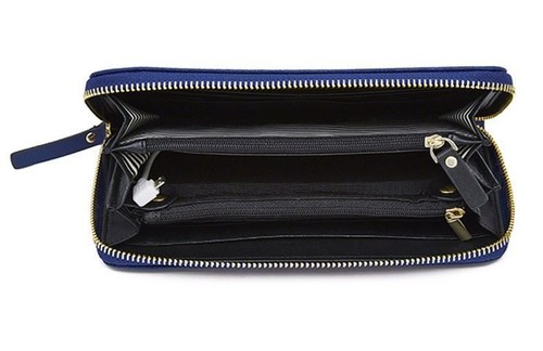 Mighty Purse Genuine Leather 4000mAh Built-in Phone Charger By HButler - BLUE - Picture 3 of 4