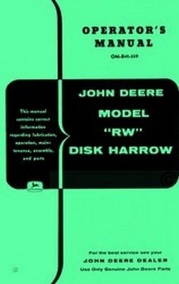 John Deere RW Disk Harrow Operators Manual JD