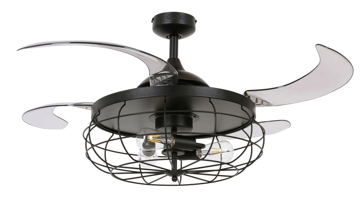 Ventilatore a soffitto discreto da 20 pollici, 7 pale, economico in energia e silenzioso, nero, con lampada | Leroy Merlin