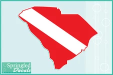 SOUTH CAROLINA Shaped DIVE Flag Vinyl Decal Car Truck Sticker SCUBA Diving Decal
