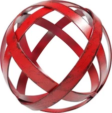 BSTGIFTS Decorative Sphere - Metal Band - Home Decor Accents - Red 