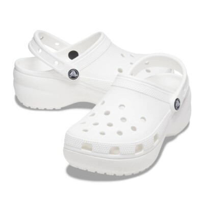 Crocs Womens Classic Platform Clog Sandals White Australia
