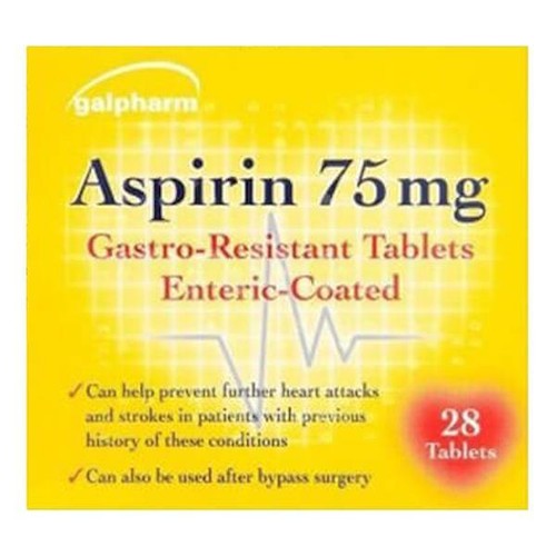Galpharm Aspirin 75mg 28 GastroResistant Tablets Enteric Coated eBay