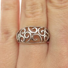 925 Sterling Silver Vintage Ornate Swirl Ring Size 6.25