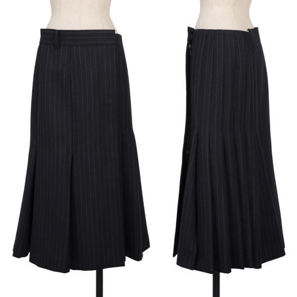 sacai Wool Chalk Stripe Cut-off Pleated Skirt Size 2(K