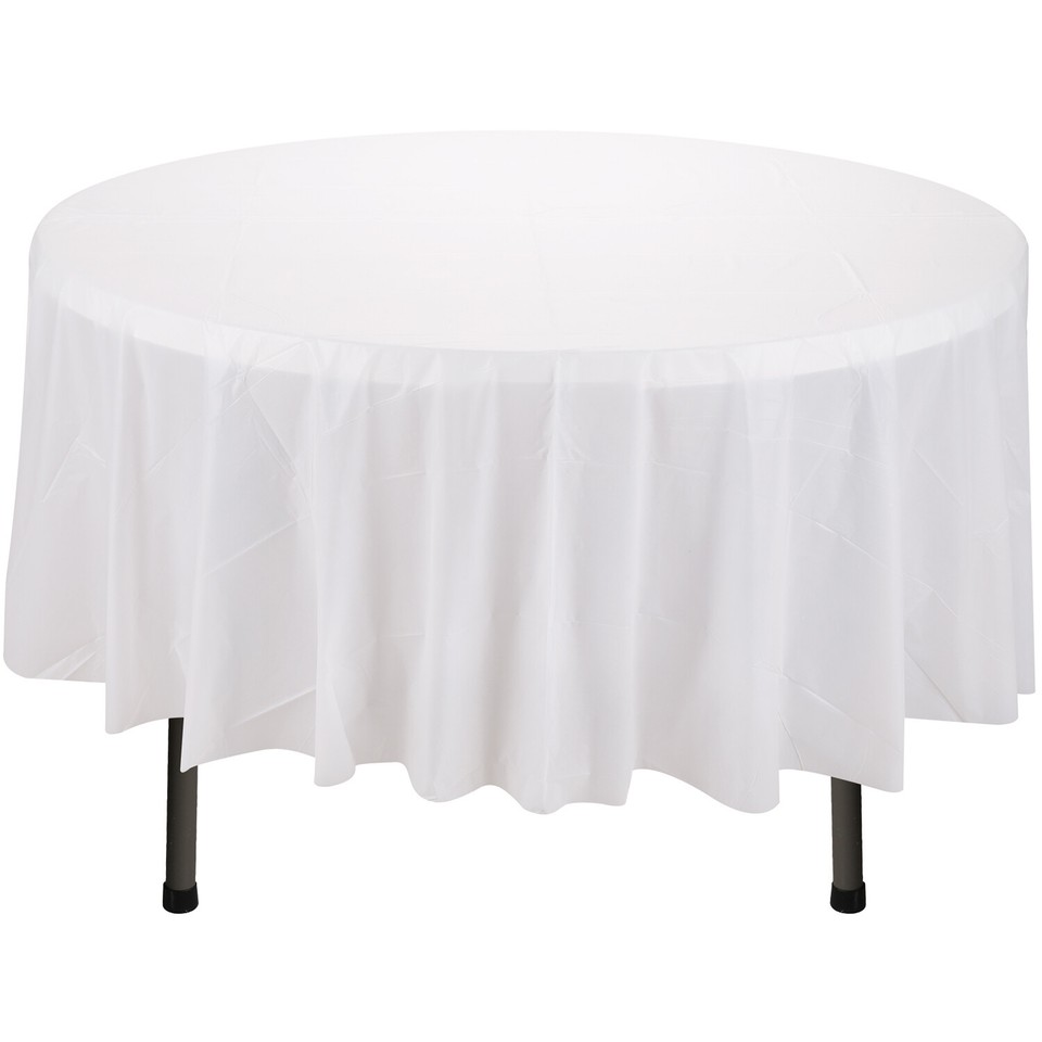 84" Large Plastic Round Table Cover Cloth Wipe Clean Party Tableware