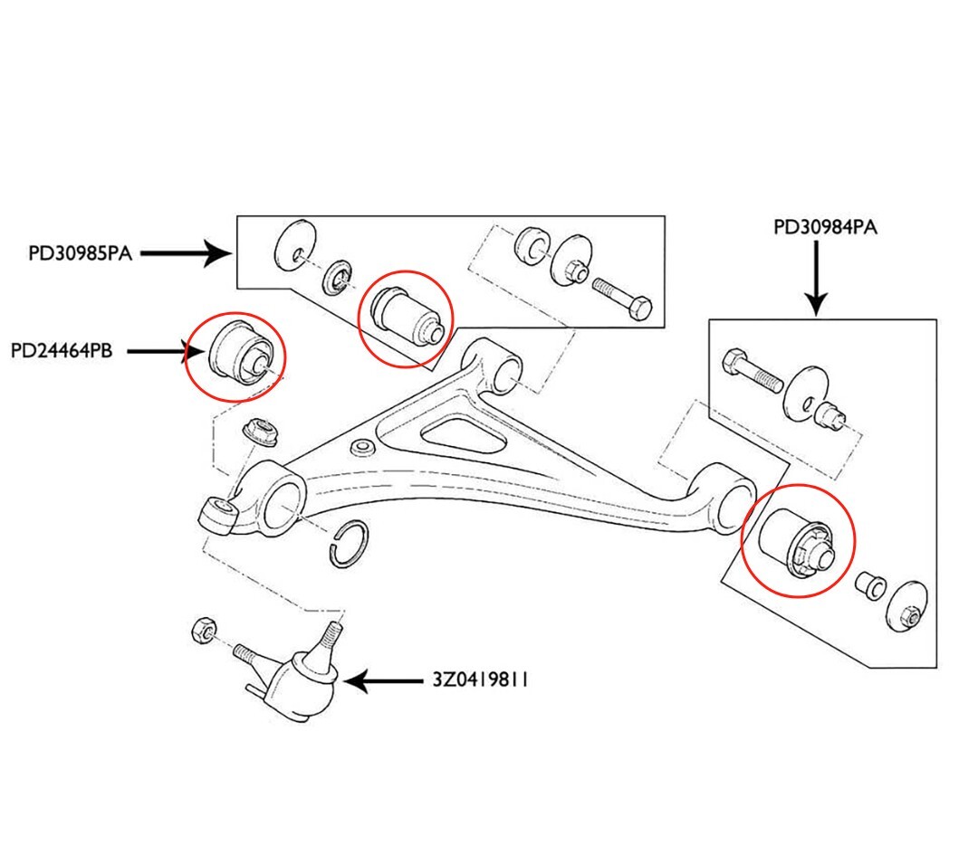 6pcs Front Lower Control Arm Bushing for Bentley Arnage