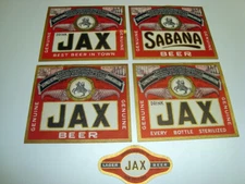 Circa 1930s Jax Label Set – 5 Different – Jackson Brewing, New Orleans